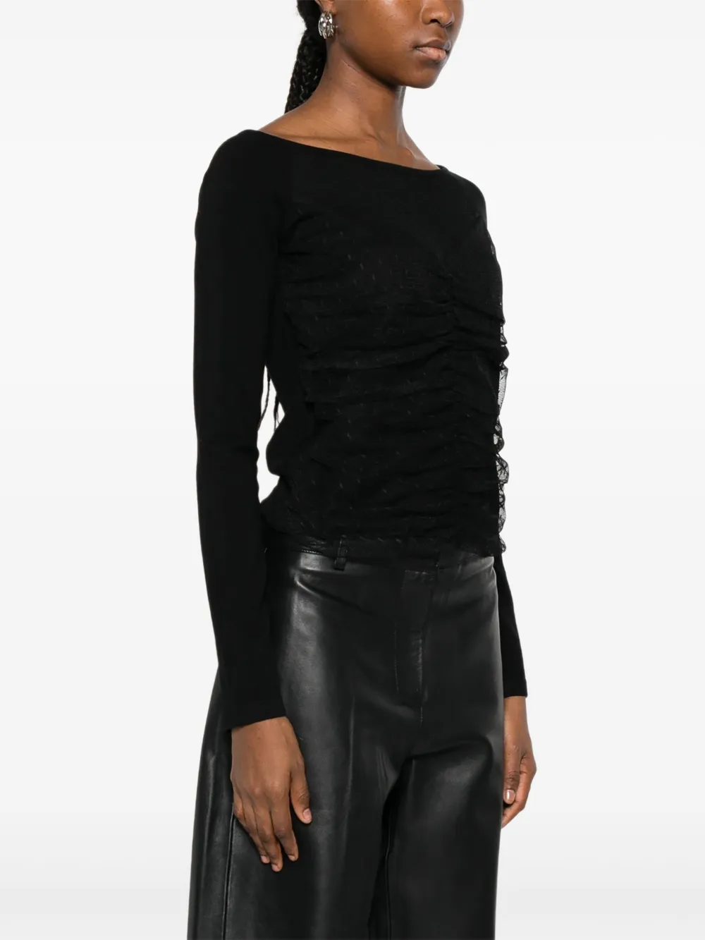 TWINSET Blouse met ruches en stippen Zwart