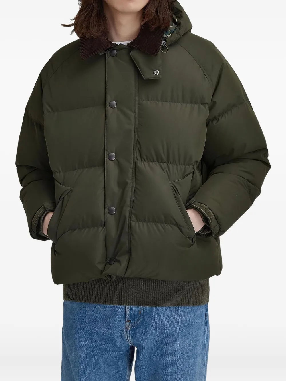 Barbour Jack met ribfluwelen kraag en capuchon Groen