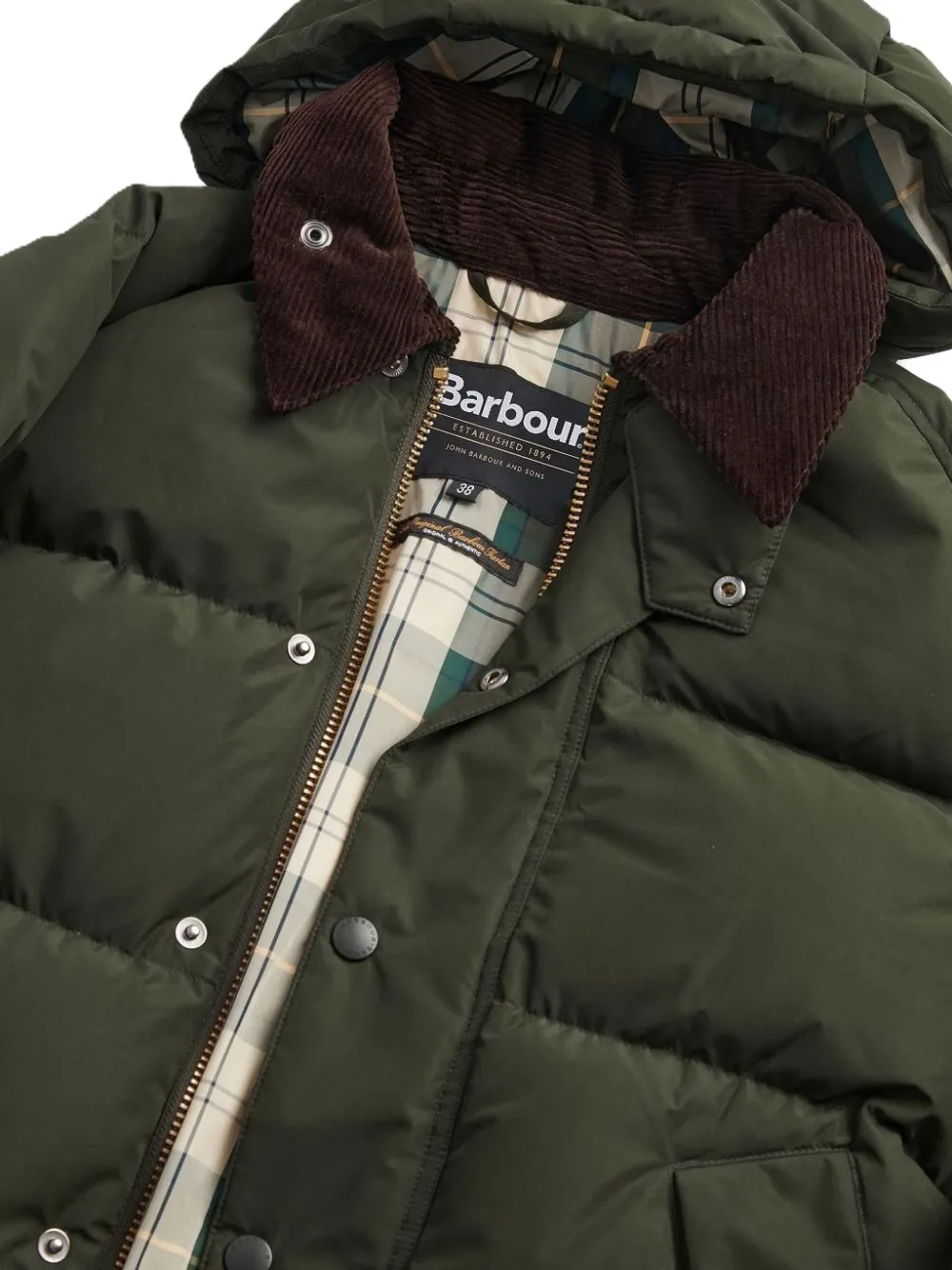 Barbour Jack met ribfluwelen kraag en capuchon Groen