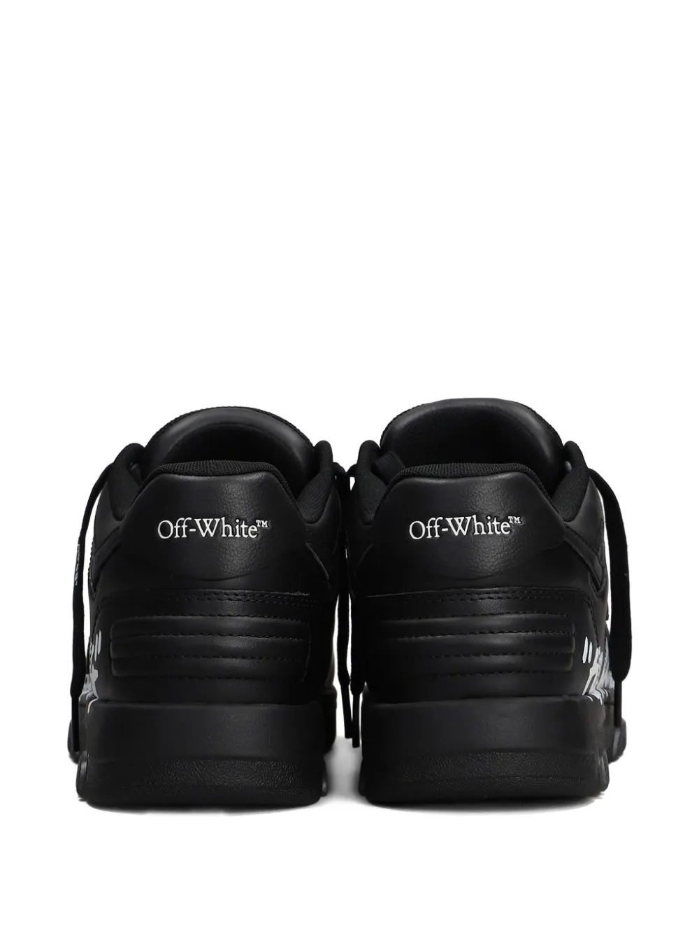 Off-white Out Of Office Black Low Top Sneakers With Arrow Patch In Leather Man In Black