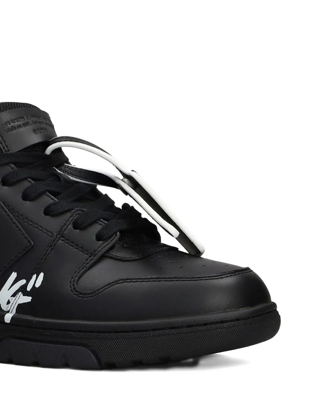 Off-white Out Of Office Black Low Top Sneakers With Arrow Patch In Leather Man In Black