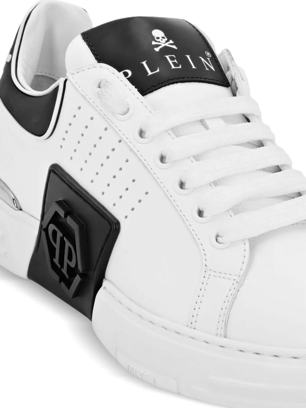 Philipp Plein Phantom Kick$ geperforeerde sneakers Wit