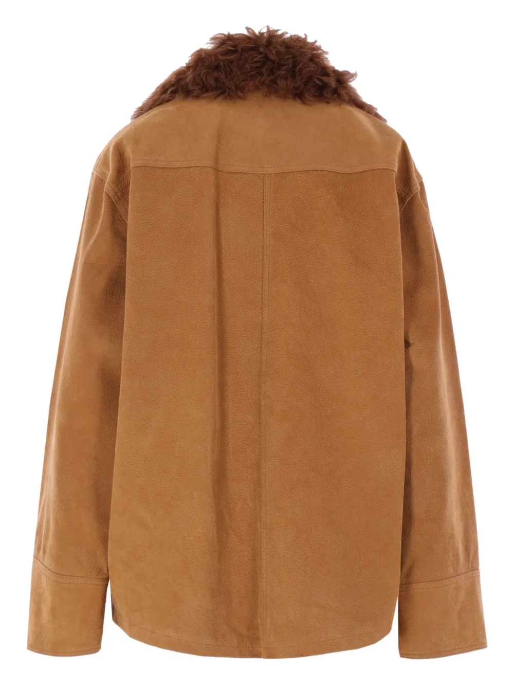 Plan C Shearling-collar Pocket Jacket In Brown