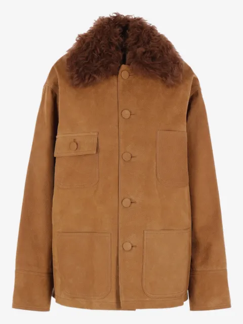 Plan C shearling-collar pocket jacket