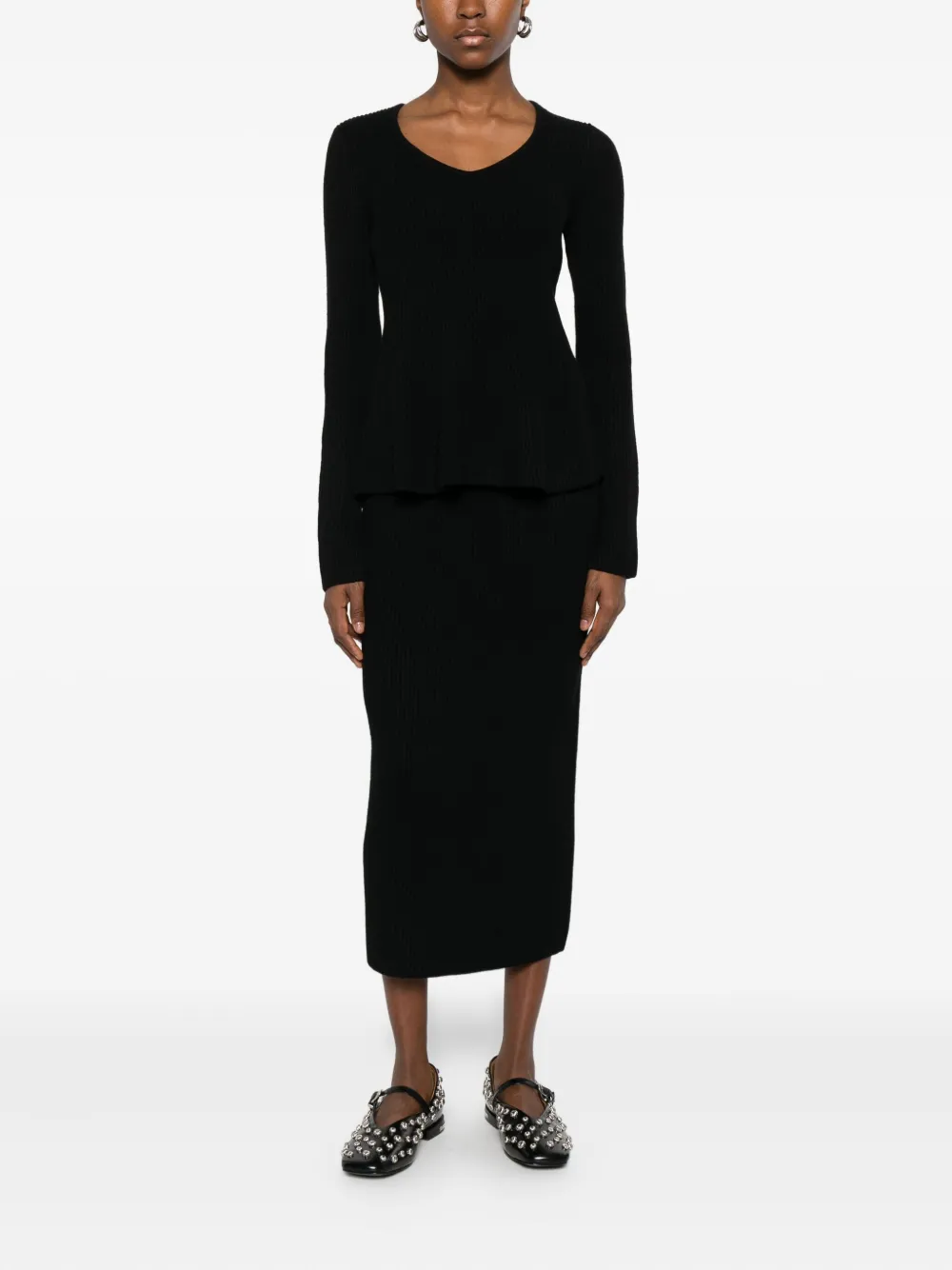 TWINSET ribbed midi skirt - Zwart