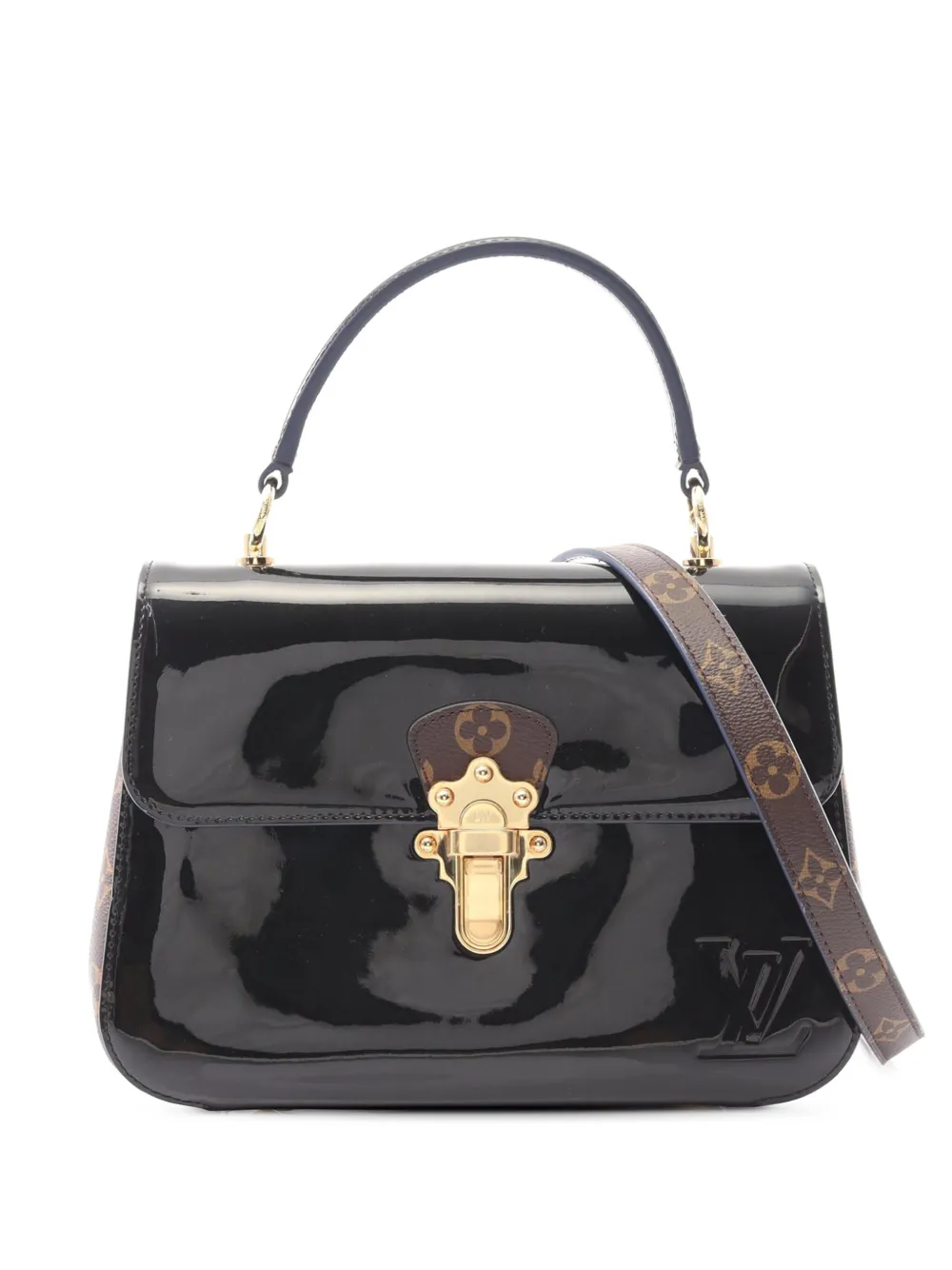 Pre-owned Louis Vuitton 2018 Vernis Cherrywood Pm Satchel In Black