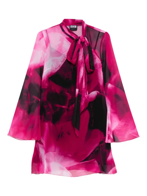 Versace Jeans Couture blusa estampada con moño en el cuello