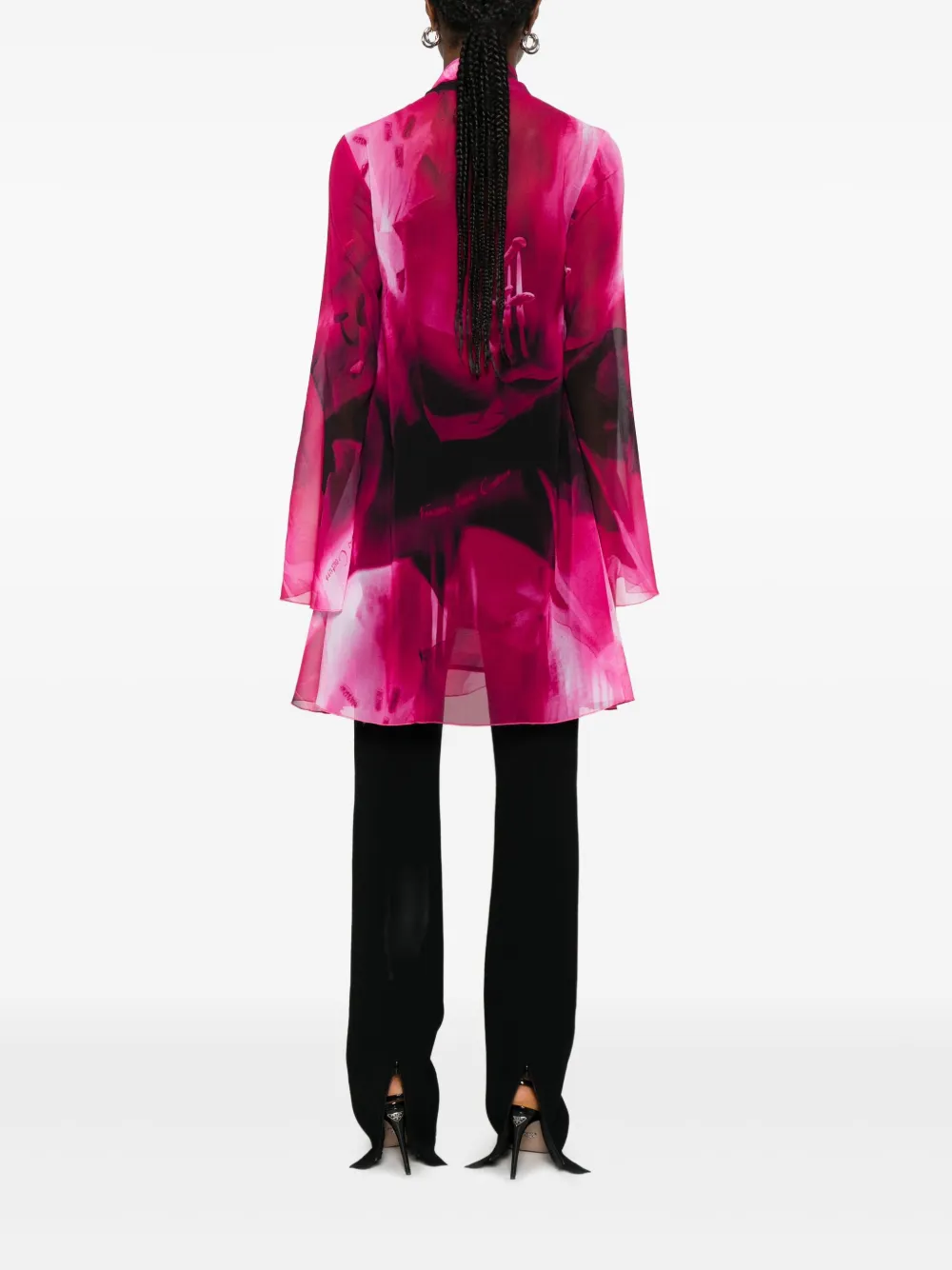 Versace Jeans Couture Blouse met gestrikte hals en print Roze