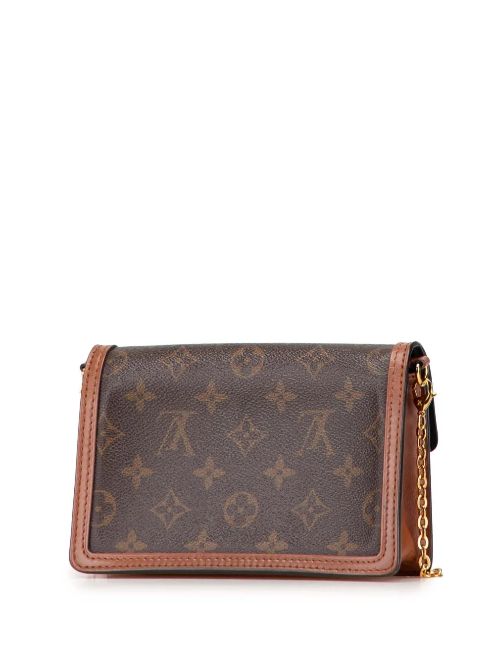 LOUIS VUITTON Pre-owned 2021-2025 Monogram Reverse Dauphine Wallet On Chain Crossbody Bag In Brown