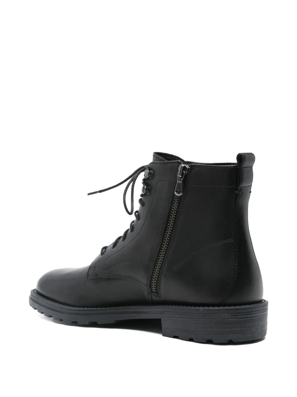 Geox Leather Biker Boots In Black