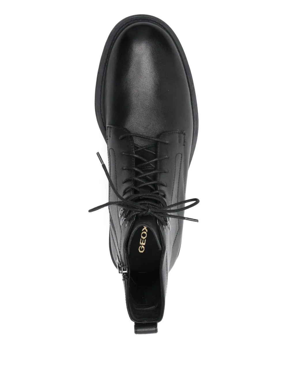 Geox Leather Biker Boots In Black