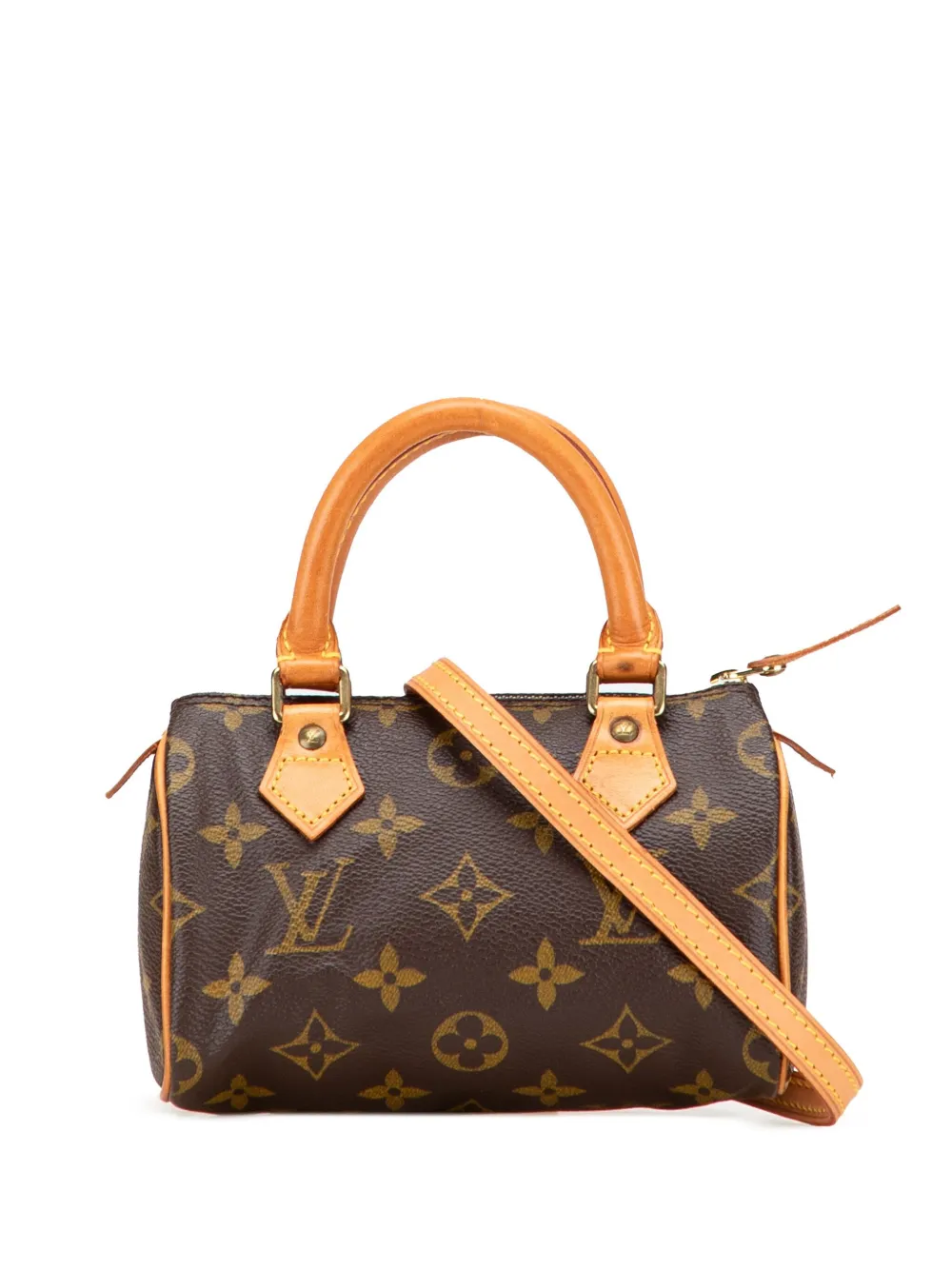 Pre-owned Louis Vuitton 1996 Monogram Mini Speedy Hl Satchel In Brown