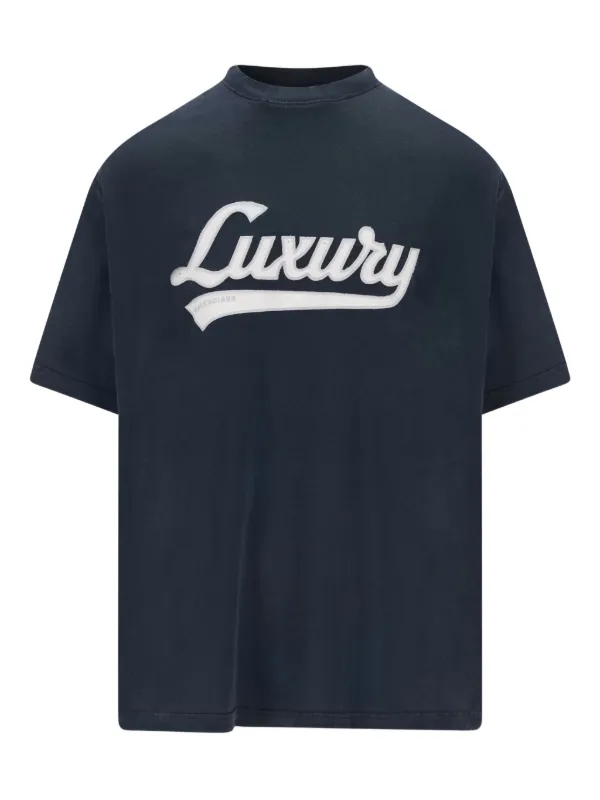 Balenciaga text-embroidered T-shirt | Blue | FARFETCH