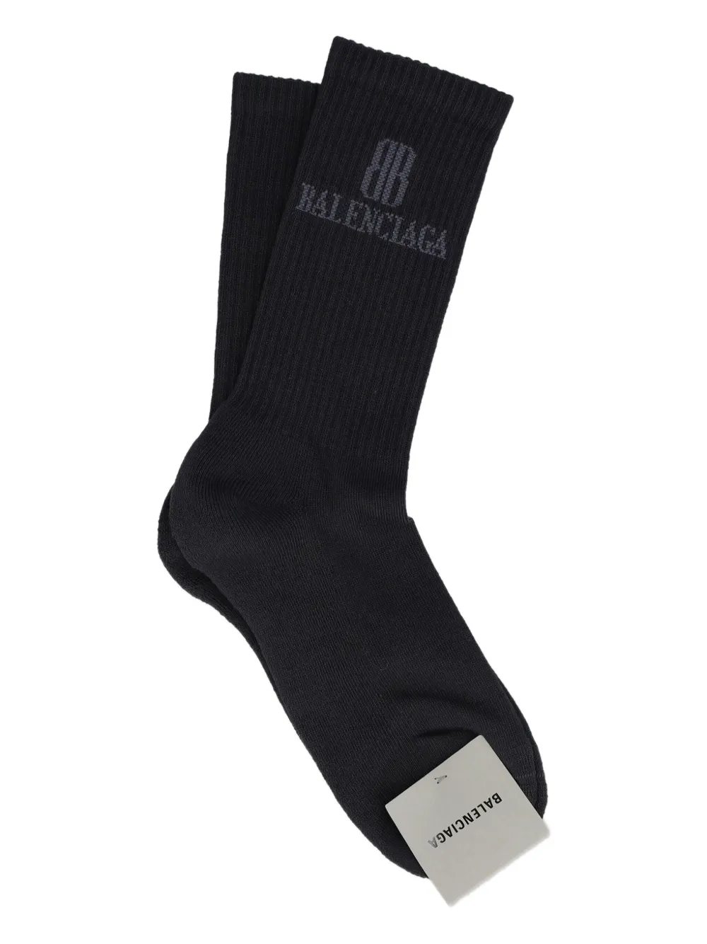Balenciaga logo ribbed socks | Black | Image 1