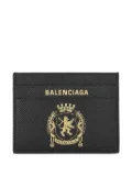 Balenciaga crest leather card holder - Black
