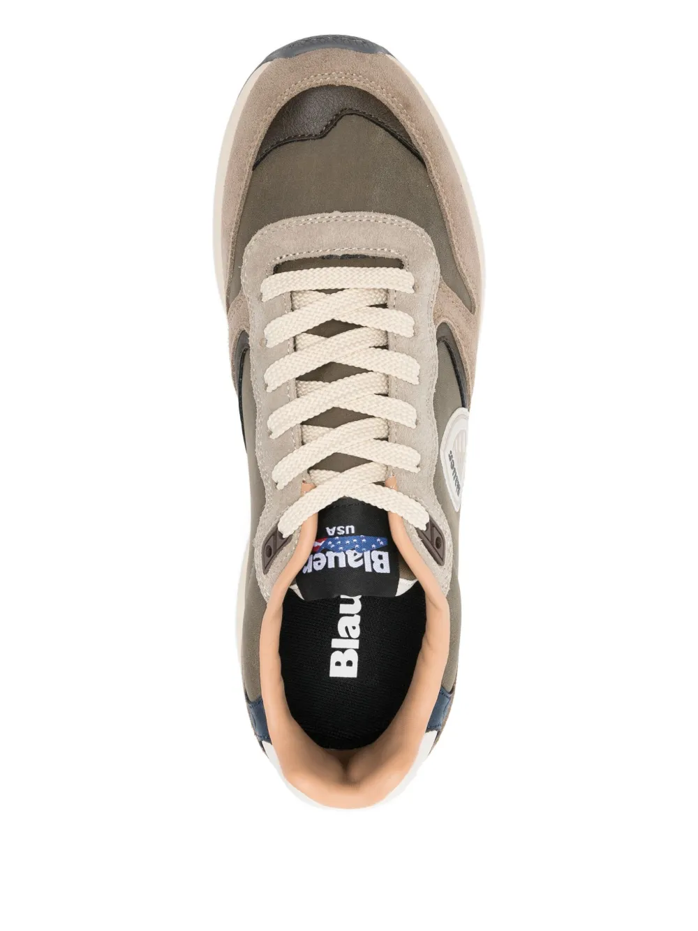 Blauer logo-patch low-top sneakers Beige