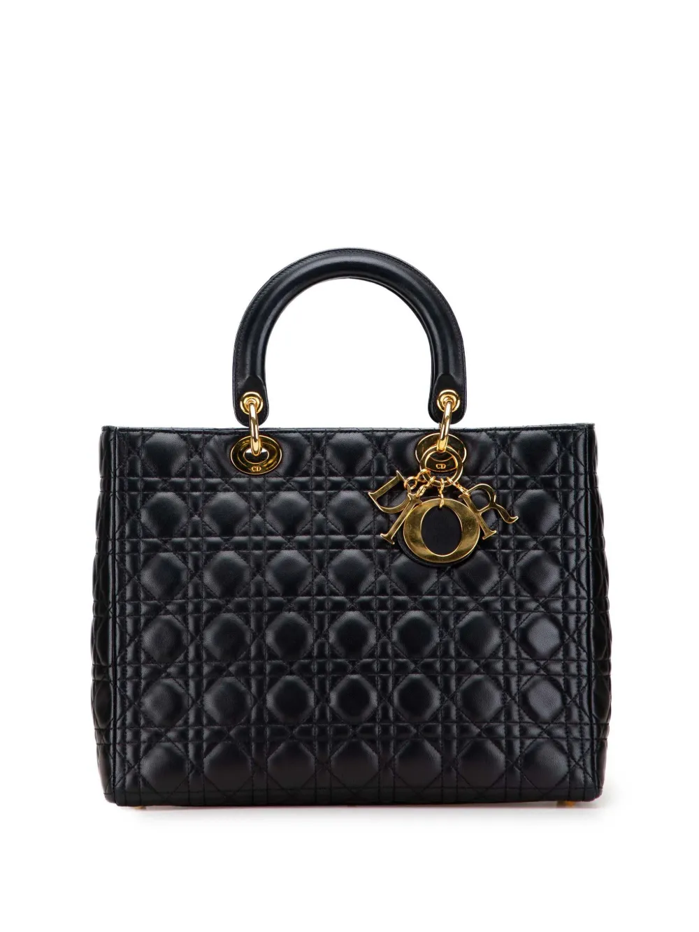 Christian Dior Pre-Owned 1999 ラージ ラムスキン カナージュ レディ ディオール サッチェルバッグ - Christian Dior Pre-Owned 1999 ラージ ラムスキン カナージュ レディ ディオール サッチェルバッグ -