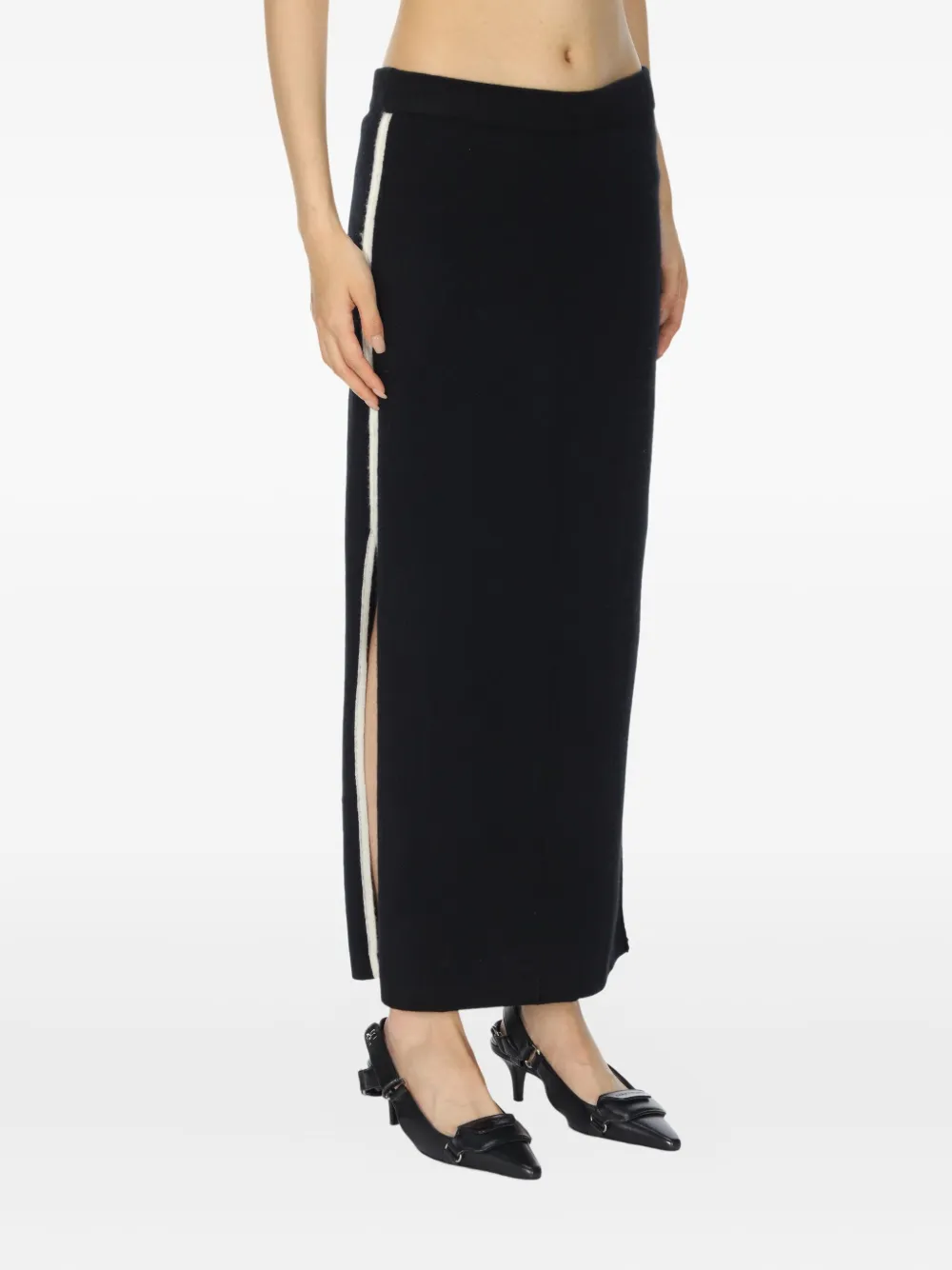 Cuddleup Side-stripe Maxi Skirt In Black