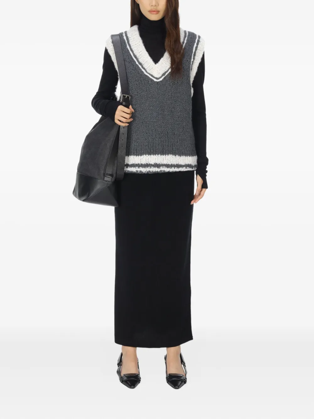 CUDDLEUP 条纹V领马甲 | 背心吊带 | Image 2