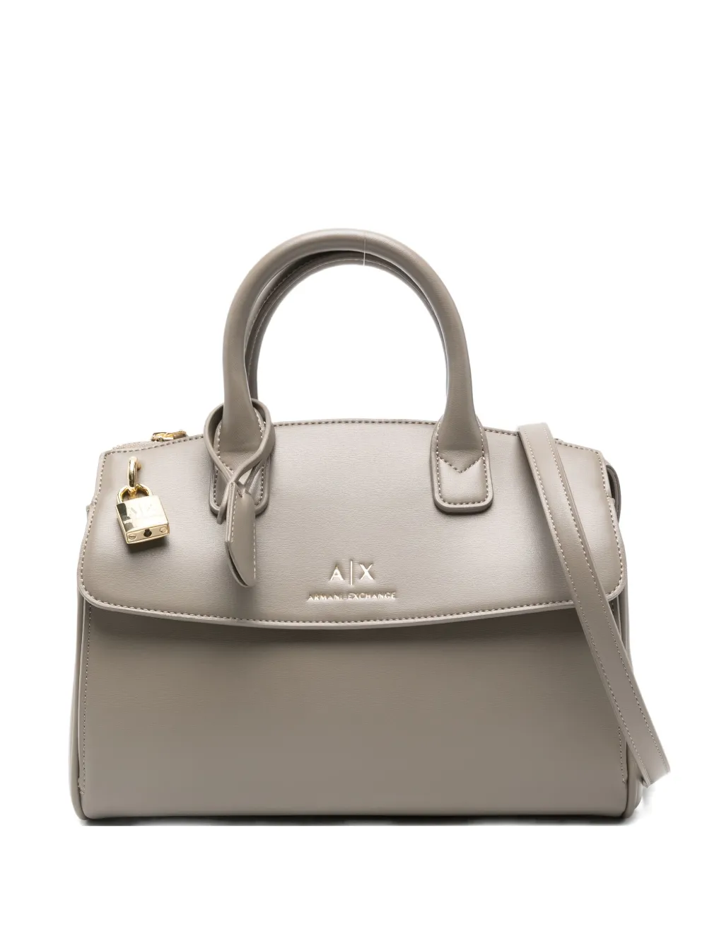 Armani Exchange Asv Trunk Padlock Tote Bag In Brown