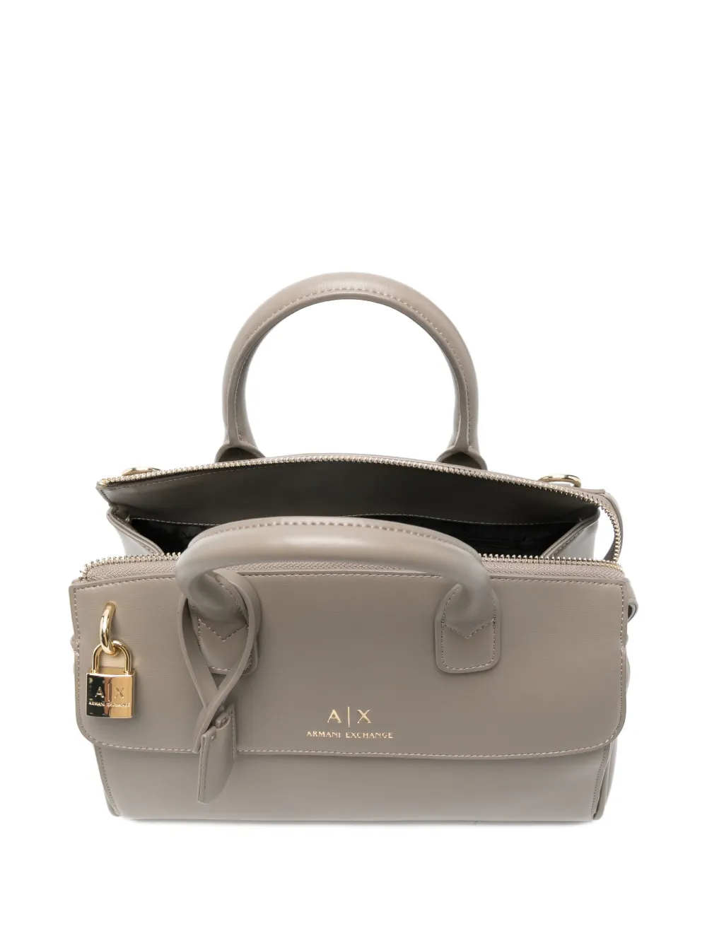 Armani Exchange Asv Trunk Padlock Tote Bag In Brown