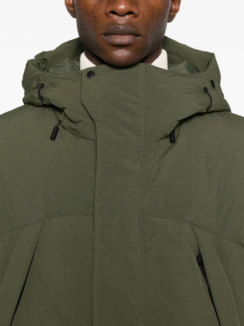 Jg1 Yves Salomon Green Hooded Down Jacket In Green