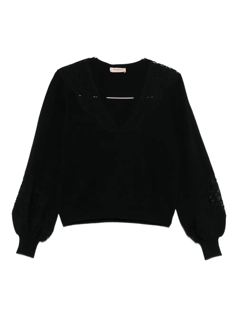 Twinset Timeless Black Sweater With Round Neckline In Black