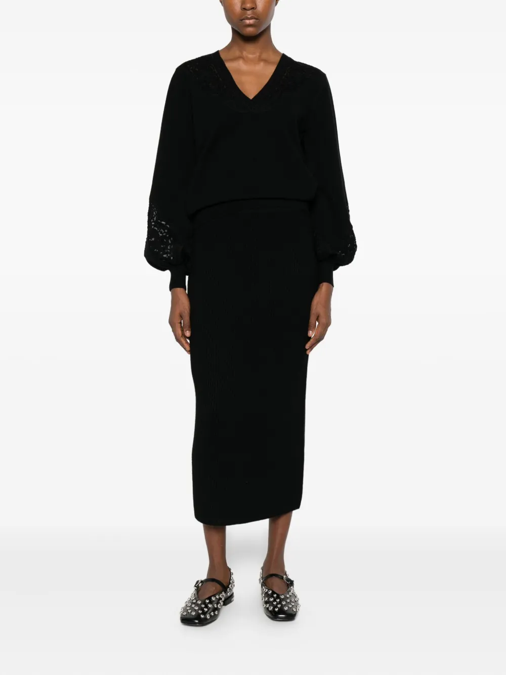Twinset Timeless Black Sweater With Round Neckline In Black