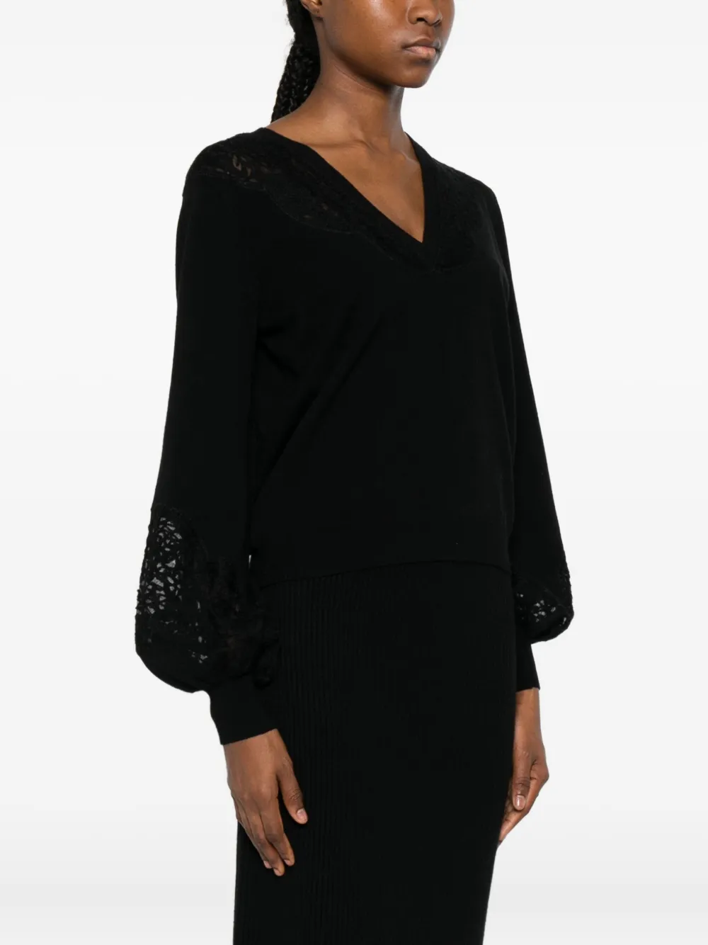 Twinset Timeless Black Sweater With Round Neckline In Black