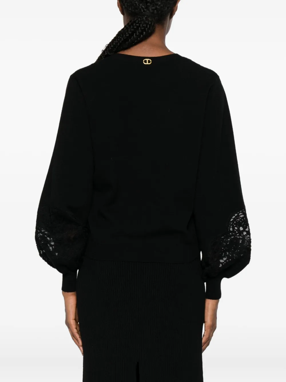 Twinset Timeless Black Sweater With Round Neckline In Black
