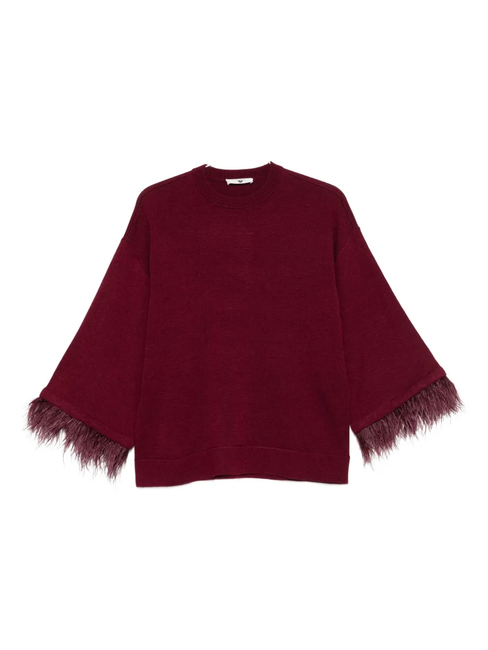 Twinset Feather-trim Sweater In Red
