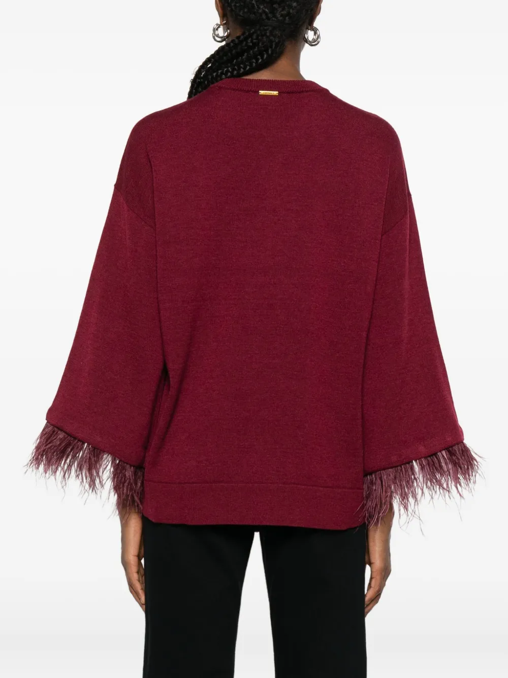 Twinset Feather-trim Sweater In Red