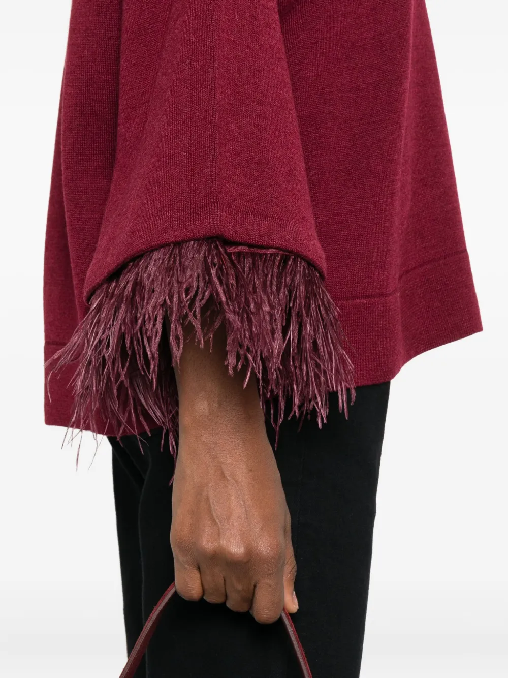Twinset Feather-trim Sweater In Red