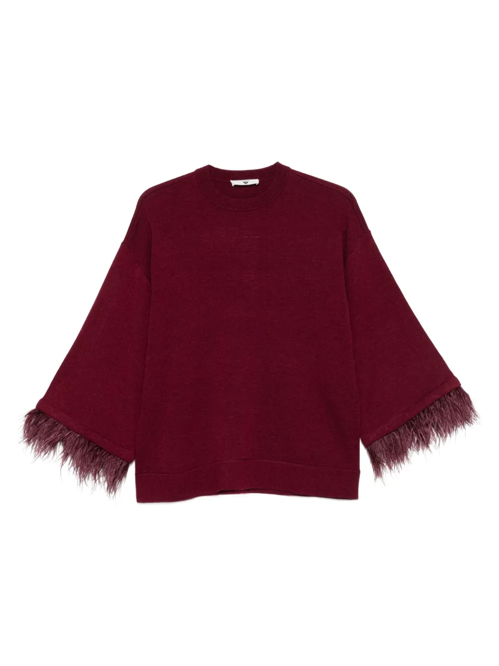 TWINSET feather-trim sweater | Red | Image 1