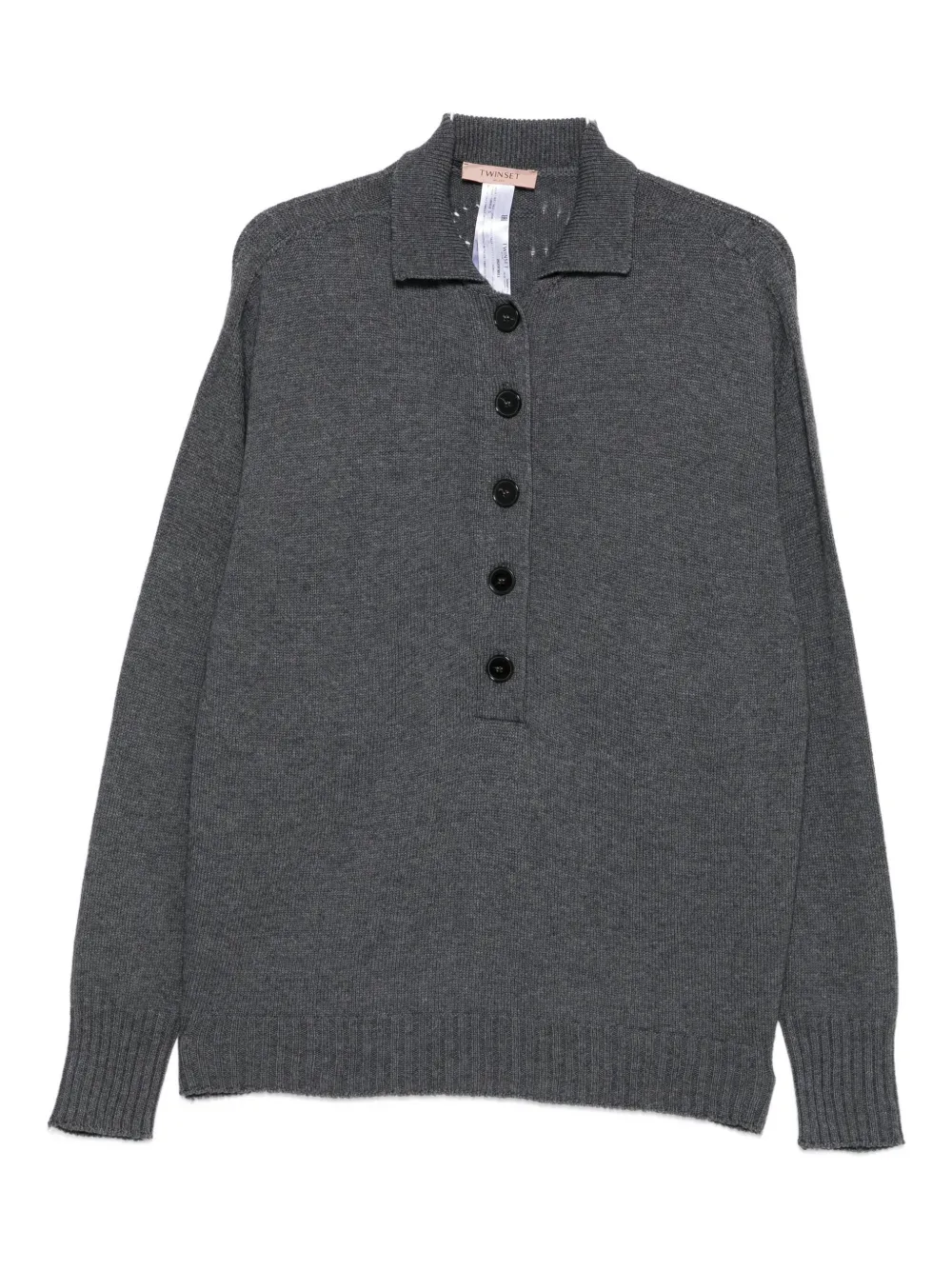 Twinset Buttoned Polo-collar Sweater In Gray
