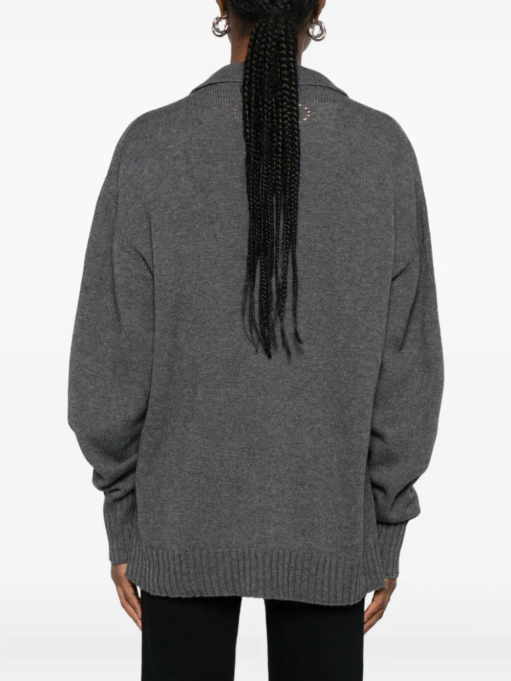 Twinset Buttoned Polo-collar Sweater In Gray