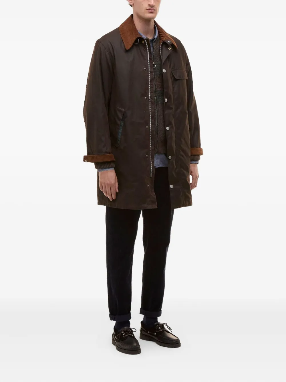 Barbour Jack met ribfluwelen kraag Bruin