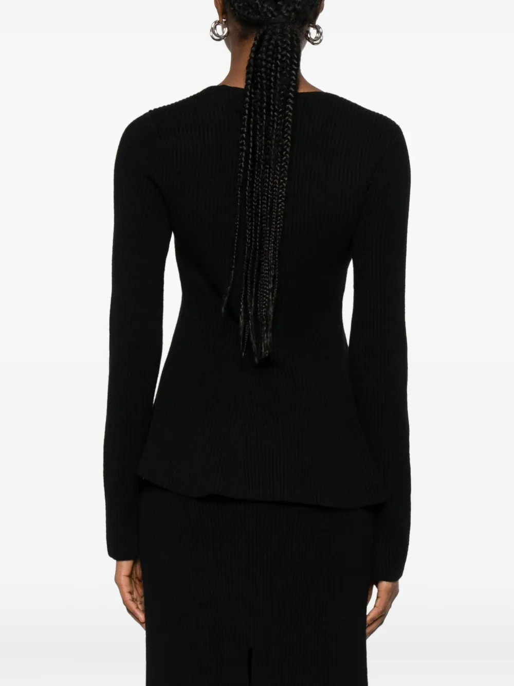 TWINSET Ribgebreide top met V-hals Zwart