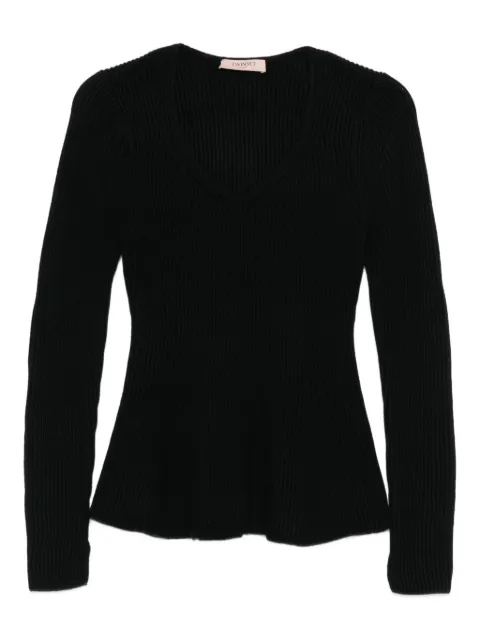 TWINSET v-neck ribbed knitted top