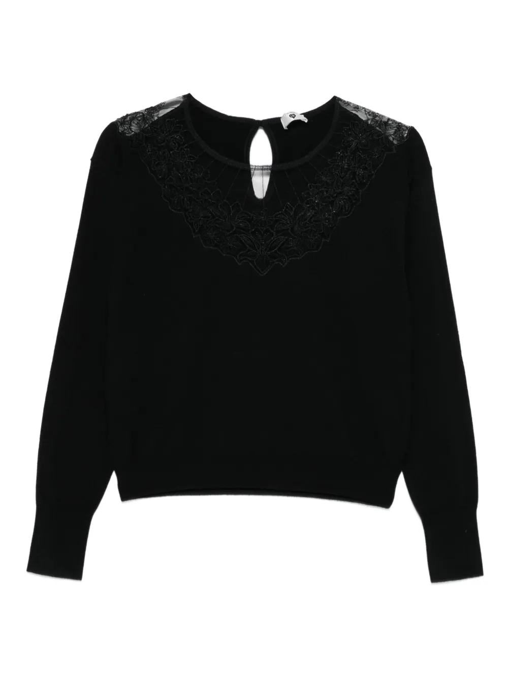 TWINSET lace-detail knitted top - Nero
