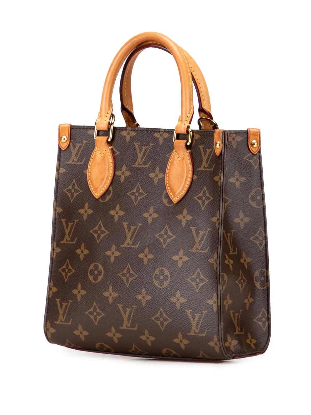 Pre-owned Louis Vuitton 2021-2025 Monogram Sac Plat Bb Satchel In Brown