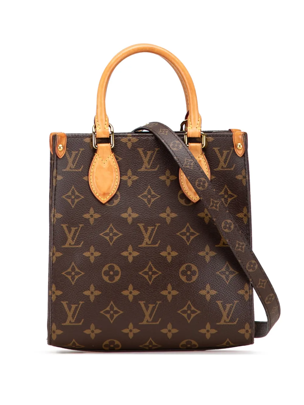 Pre-owned Louis Vuitton 2021-2025 Monogram Sac Plat Bb Satchel In Brown