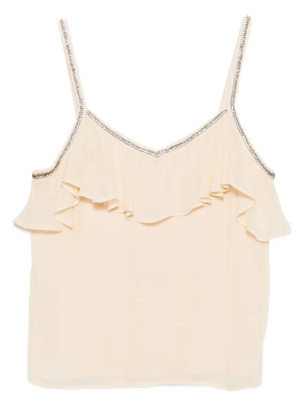 TWINSET ruffled rhinestone-embellished top - Toni neutri