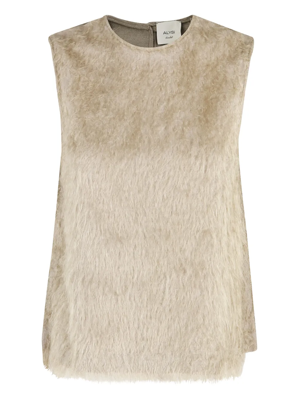 Alysi Top Girocollo S Maniche Fringe In Neutral