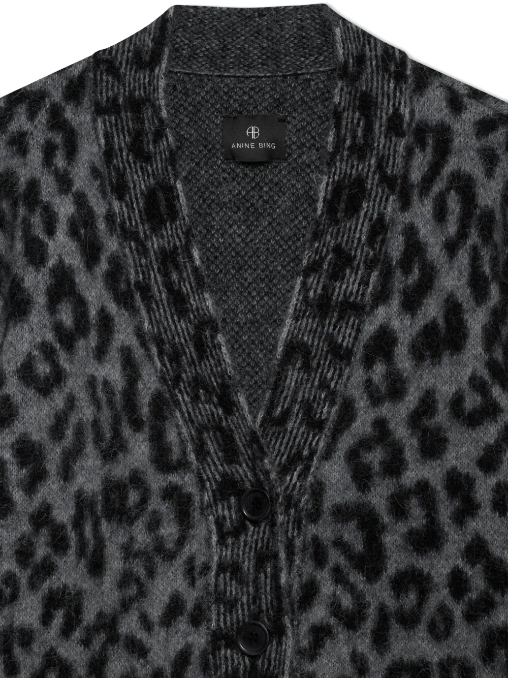 Anine Bing Leopard-pattern Button-up Cardigan In Gray