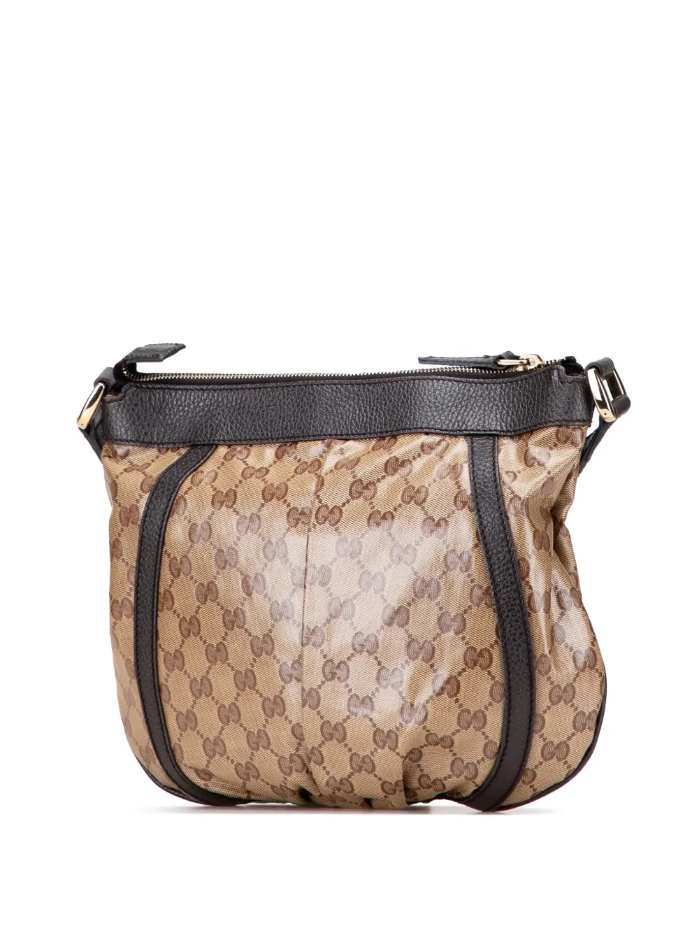 Pre-owned Gucci 2000-2015 Gg Crystal Abbey D Ring Crossbody Bag In Brown