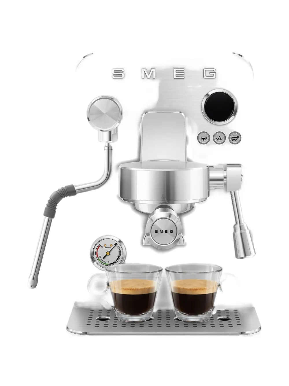 Smeg Compact Portafilter Coffe Machine (36cm X 22cm) In Silver