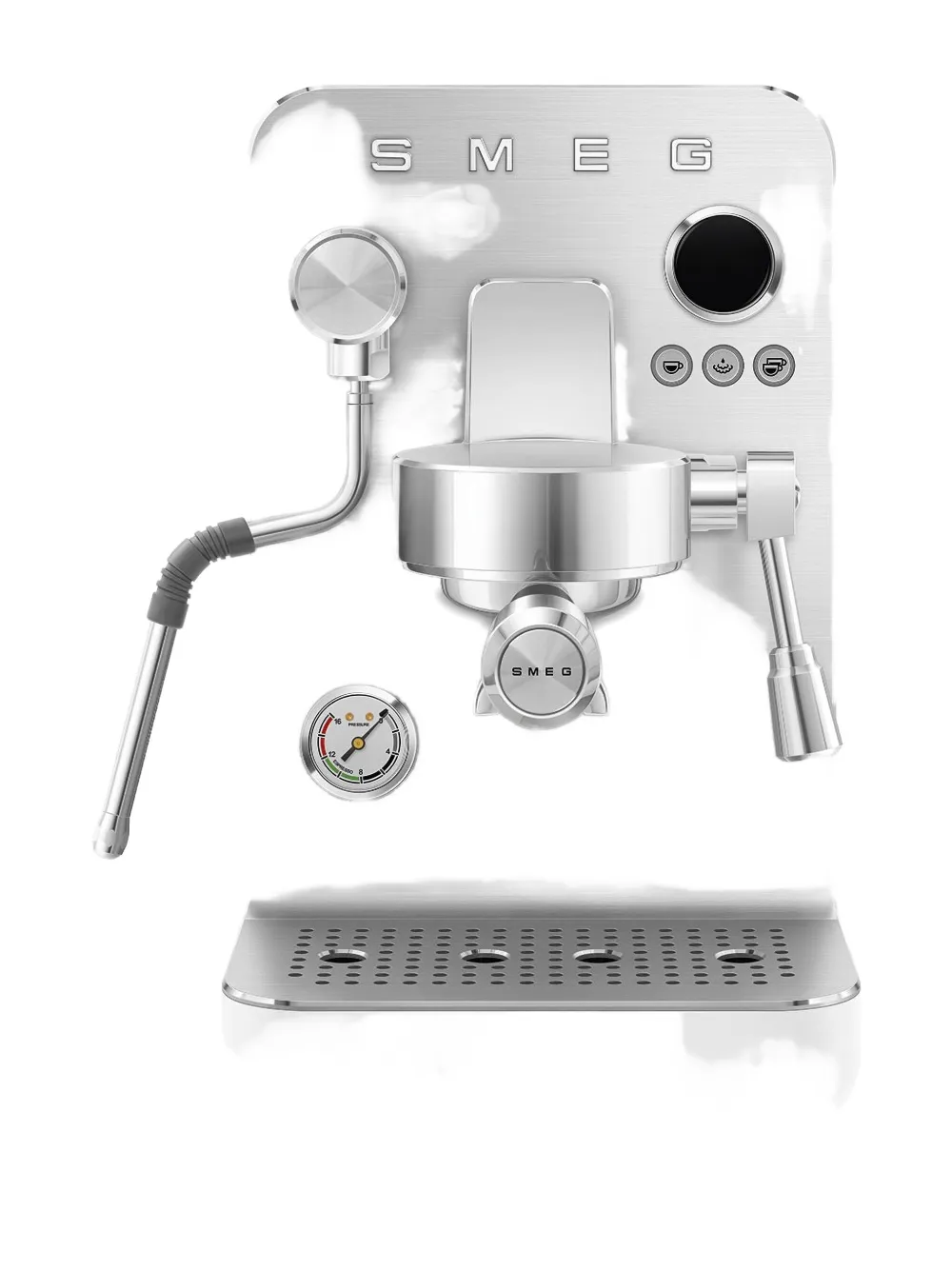 Smeg Compact Portafilter Coffe Machine (36cm X 22cm) In Silver