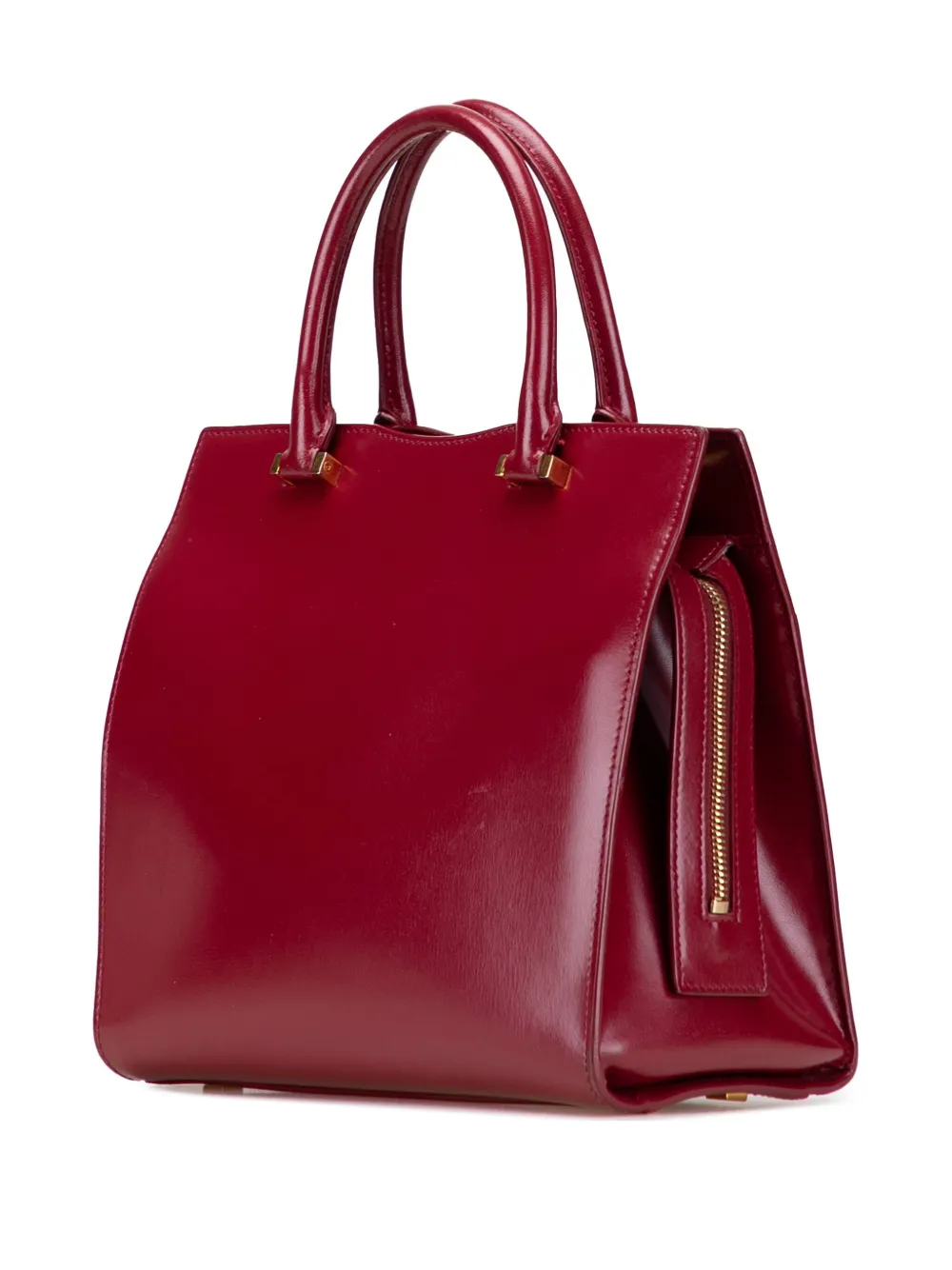 Pre-owned Saint Laurent 2019 Small Leather Uptown Satchel In Red