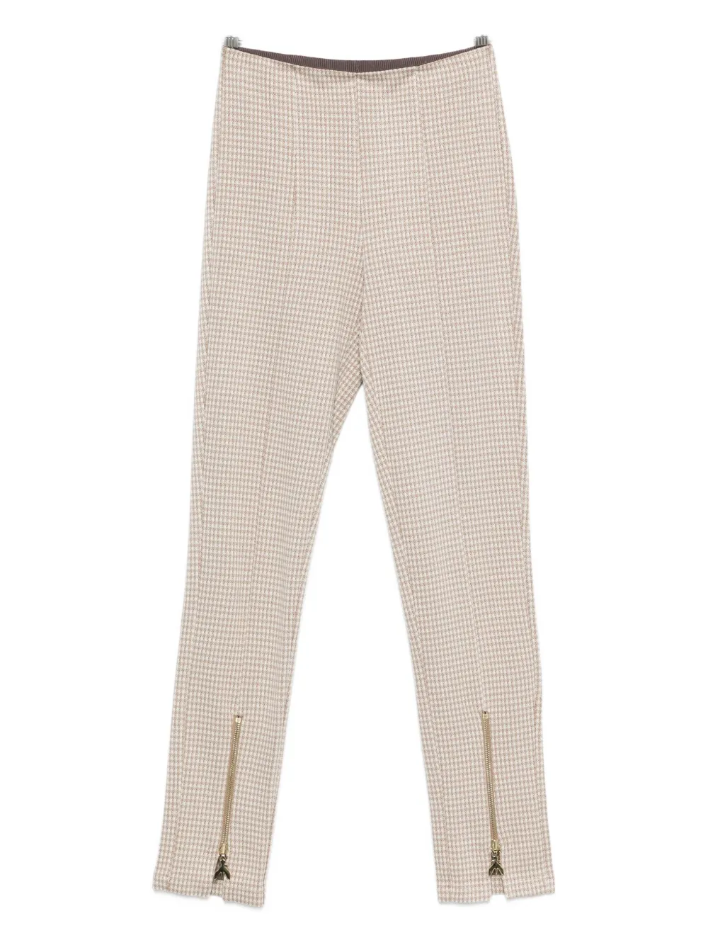 Patrizia Pepe zip-detail houndstooth trousers | Neutrals | Image 1